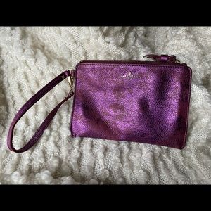 Cole Haan Purple Metallic Leather Wristlet